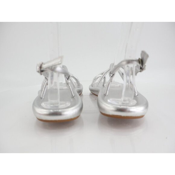 Olukai Waiau Sandal Women Size 5 Silver Metallic Leather Slingback Strappy Thong - Picture 5 of 9
